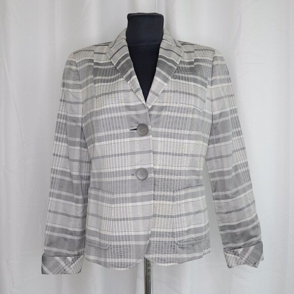 Akris Punto Silk Plaid Blazer Sz 10 - Picture 1 of 7